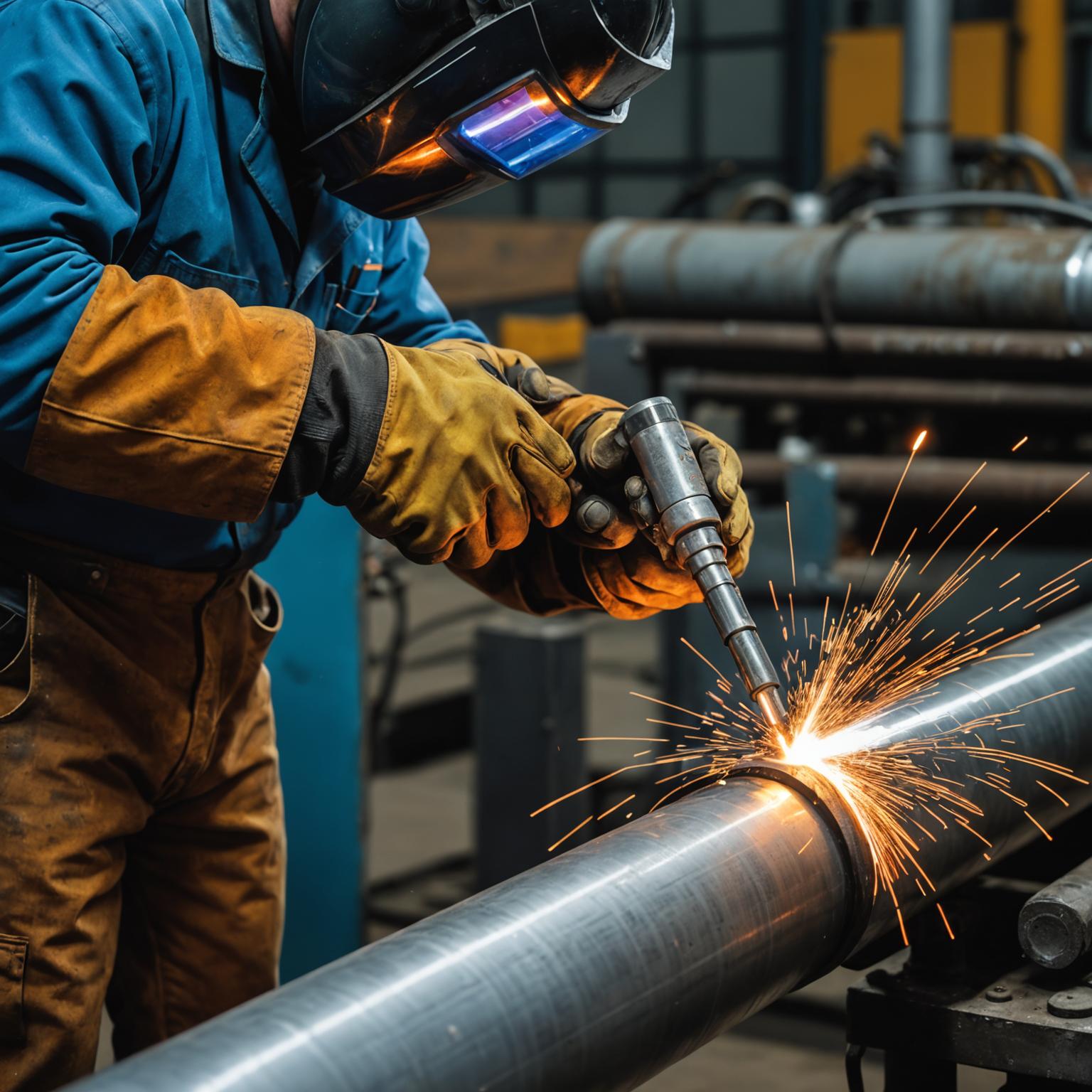 Coded welding process in an industrial fabrication workshop